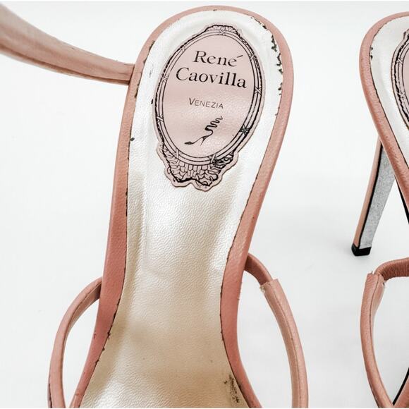 Rene Caovilla Heels Wrap Crystal 38.5 Pink High Sandals Embellished Box Beaded - Picture 7 of 11